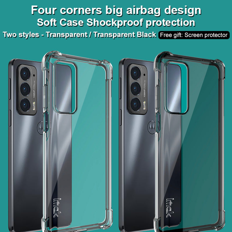 IMAK Cushioned Four Corner Anti Drop TPU Phone Shell Case with Screen Protector for Motorola Edge 20