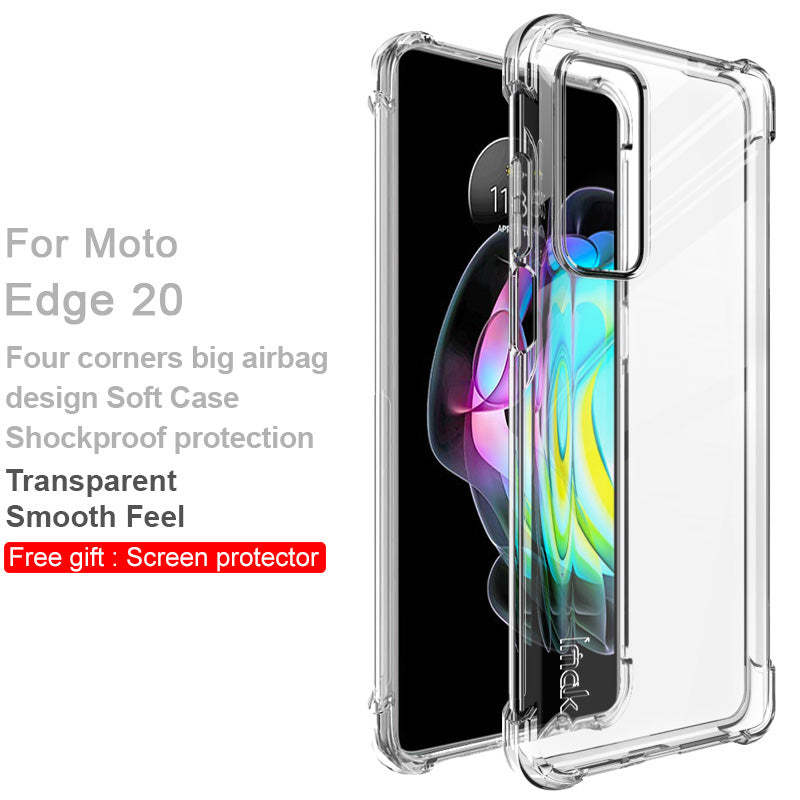 IMAK Cushioned Four Corner Anti Drop TPU Phone Shell Case with Screen Protector for Motorola Edge 20