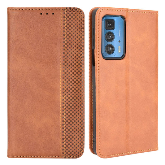 Vintage Style Wallet Stand Auto-absorbed Leather Phone Case Protector for Motorola Edge 20 Pro/Edge S Pro