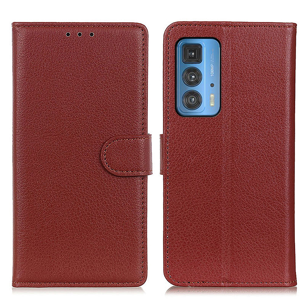 Litchi Texture Wallet Design PU Leather Phone Flip Shell Stand Case for Motorola Edge 20 Pro