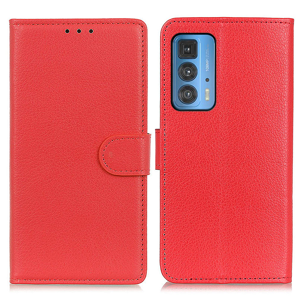 Litchi Texture Wallet Design PU Leather Phone Flip Shell Stand Case for Motorola Edge 20 Pro