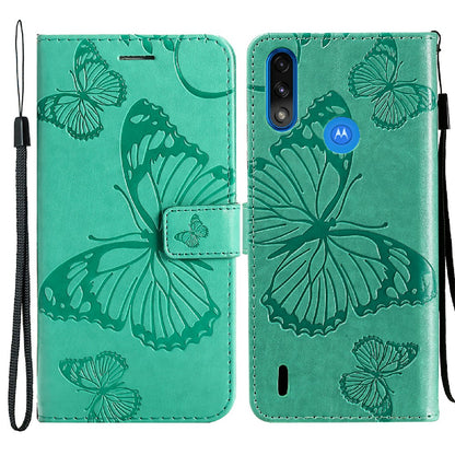 KT Imprinting Flower Series-2 Stylish Butterfly Imprinted Wallet Design Protective PU Leather Phone Case with Stand for Motorola Moto E7 Power/E7i Power