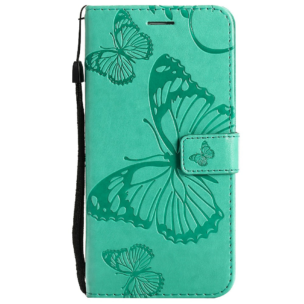 KT Imprinting Flower Series-2 Stylish Butterfly Imprinted Wallet Design Protective PU Leather Phone Case with Stand for Motorola Moto E7 Power/E7i Power