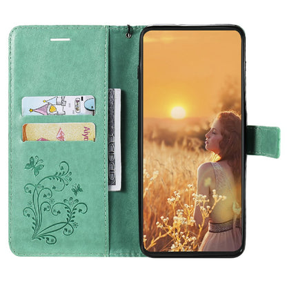 KT Imprinting Flower Series-2 Stylish Butterfly Imprinted Wallet Design Protective PU Leather Phone Case with Stand for Motorola Moto E7 Power/E7i Power