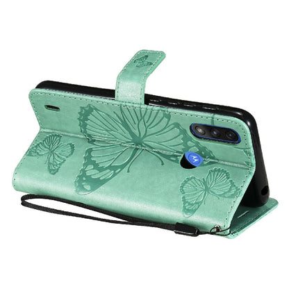 KT Imprinting Flower Series-2 Stylish Butterfly Imprinted Wallet Design Protective PU Leather Phone Case with Stand for Motorola Moto E7 Power/E7i Power