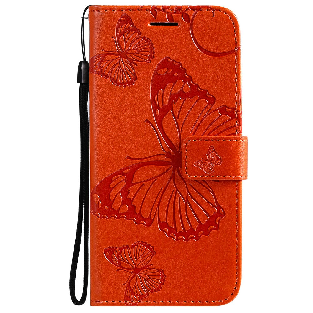 KT Imprinting Flower Series-2 Stylish Butterfly Imprinted Wallet Design Protective PU Leather Phone Case with Stand for Motorola Moto E7 Power/E7i Power