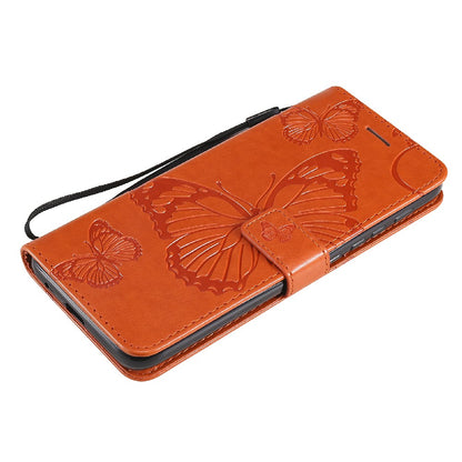 KT Imprinting Flower Series-2 Stylish Butterfly Imprinted Wallet Design Protective PU Leather Phone Case with Stand for Motorola Moto E7 Power/E7i Power