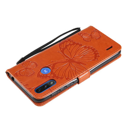 KT Imprinting Flower Series-2 Stylish Butterfly Imprinted Wallet Design Protective PU Leather Phone Case with Stand for Motorola Moto E7 Power/E7i Power