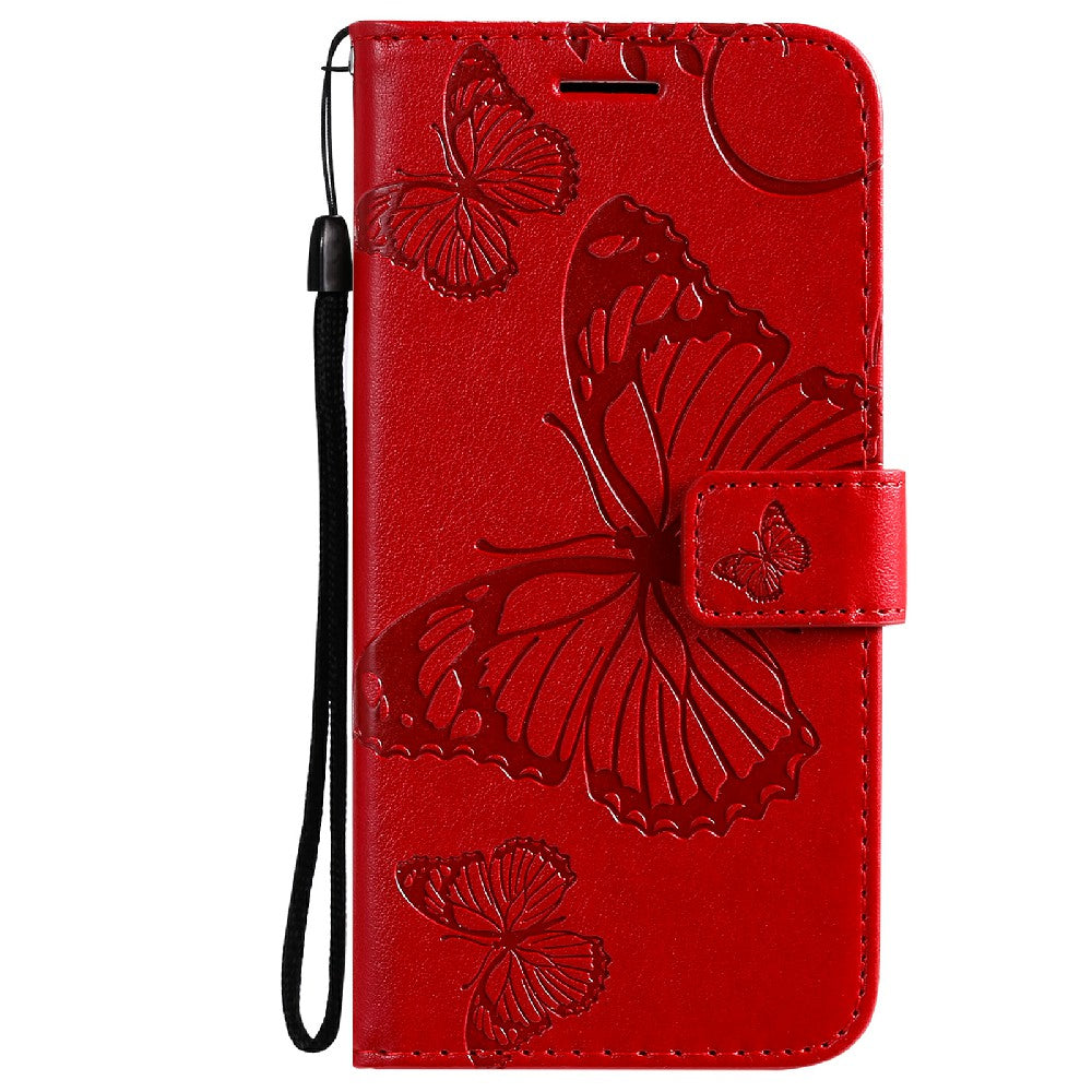 KT Imprinting Flower Series-2 Stylish Butterfly Imprinted Wallet Design Protective PU Leather Phone Case with Stand for Motorola Moto E7 Power/E7i Power