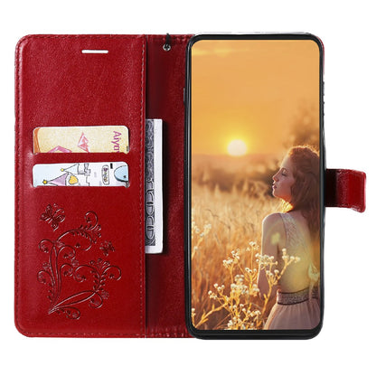 KT Imprinting Flower Series-2 Stylish Butterfly Imprinted Wallet Design Protective PU Leather Phone Case with Stand for Motorola Moto E7 Power/E7i Power