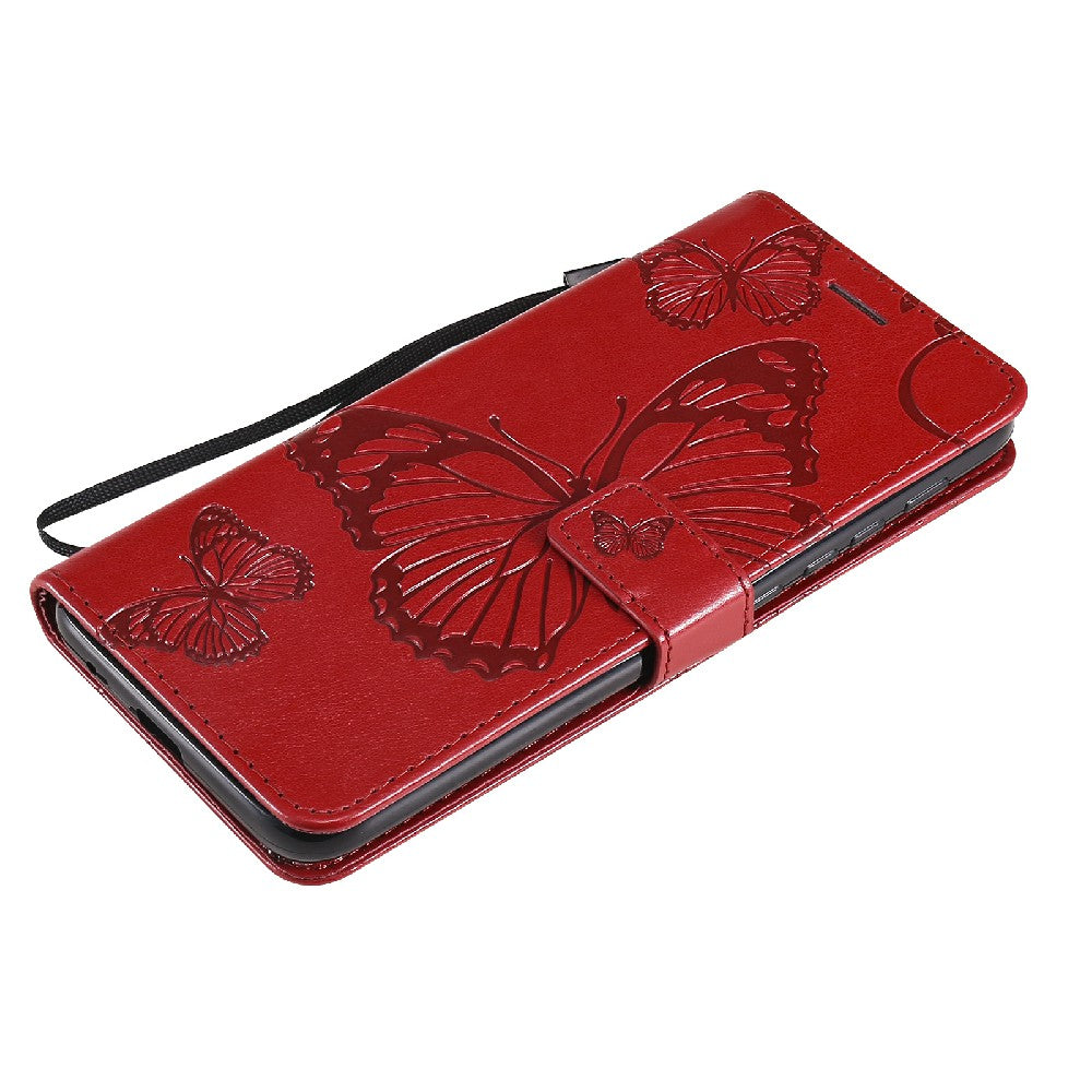 KT Imprinting Flower Series-2 Stylish Butterfly Imprinted Wallet Design Protective PU Leather Phone Case with Stand for Motorola Moto E7 Power/E7i Power