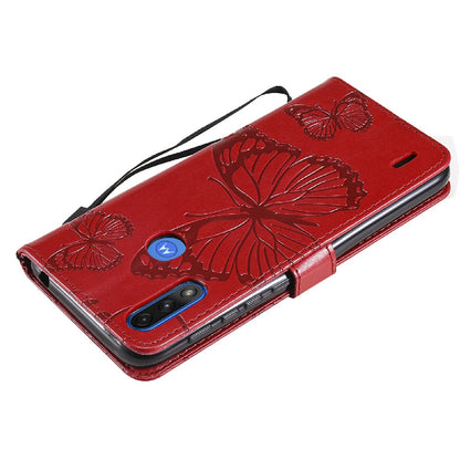 KT Imprinting Flower Series-2 Stylish Butterfly Imprinted Wallet Design Protective PU Leather Phone Case with Stand for Motorola Moto E7 Power/E7i Power