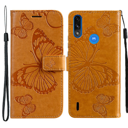 KT Imprinting Flower Series-2 Stylish Butterfly Imprinted Wallet Design Protective PU Leather Phone Case with Stand for Motorola Moto E7 Power/E7i Power