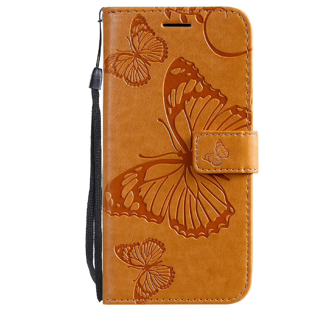 KT Imprinting Flower Series-2 Stylish Butterfly Imprinted Wallet Design Protective PU Leather Phone Case with Stand for Motorola Moto E7 Power/E7i Power