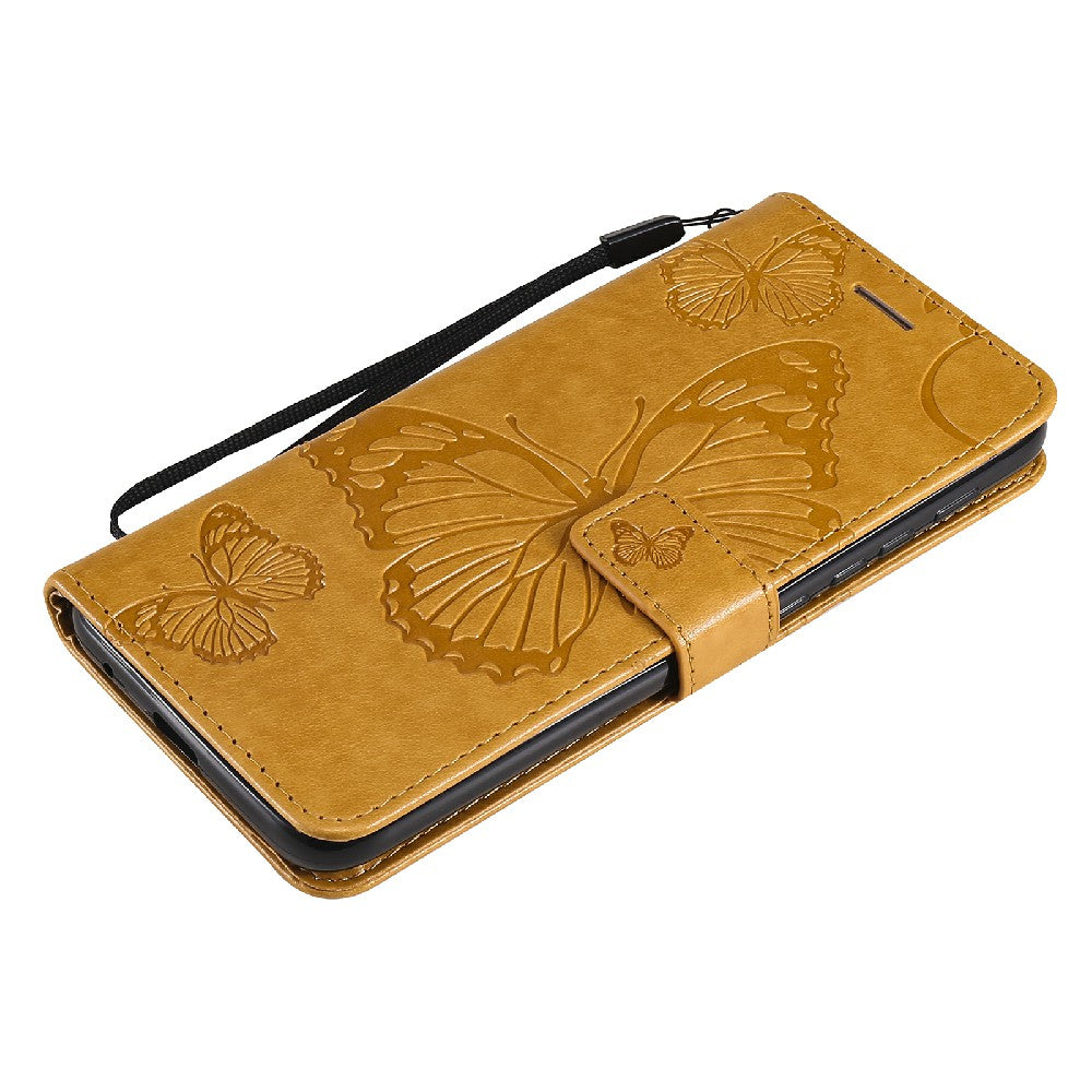 KT Imprinting Flower Series-2 Stylish Butterfly Imprinted Wallet Design Protective PU Leather Phone Case with Stand for Motorola Moto E7 Power/E7i Power