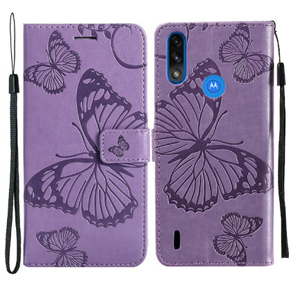 KT Imprinting Flower Series-2 Stylish Butterfly Imprinted Wallet Design Protective PU Leather Phone Case with Stand for Motorola Moto E7 Power/E7i Power