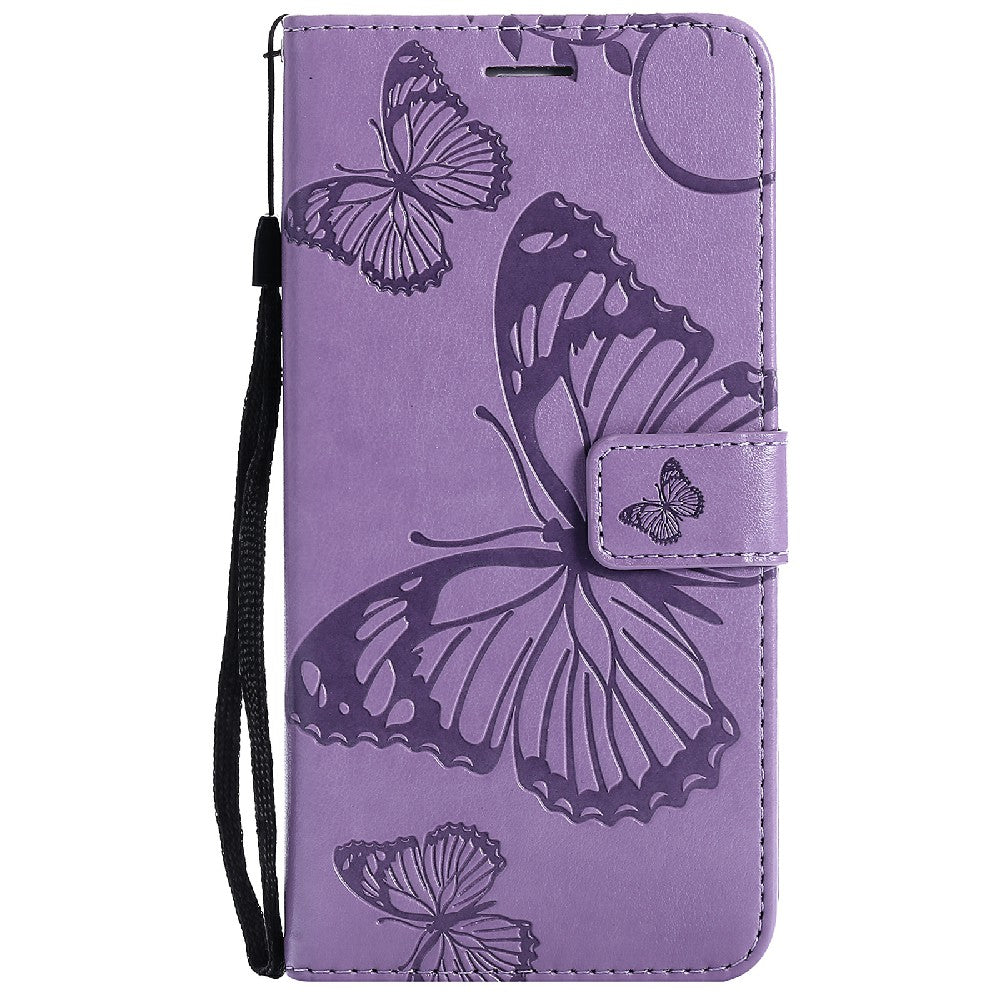 KT Imprinting Flower Series-2 Stylish Butterfly Imprinted Wallet Design Protective PU Leather Phone Case with Stand for Motorola Moto E7 Power/E7i Power