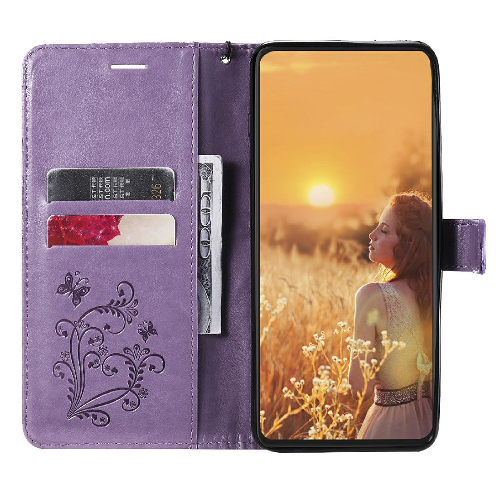 KT Imprinting Flower Series-2 Stylish Butterfly Imprinted Wallet Design Protective PU Leather Phone Case with Stand for Motorola Moto E7 Power/E7i Power