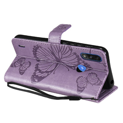 KT Imprinting Flower Series-2 Stylish Butterfly Imprinted Wallet Design Protective PU Leather Phone Case with Stand for Motorola Moto E7 Power/E7i Power