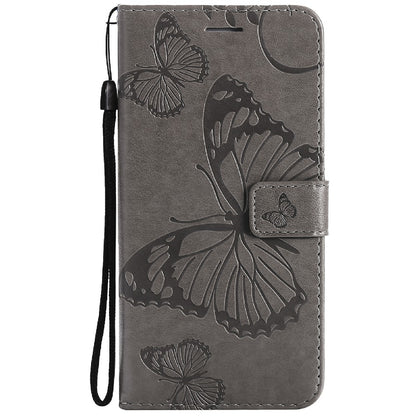 KT Imprinting Flower Series-2 Stylish Butterfly Imprinted Wallet Design Protective PU Leather Phone Case with Stand for Motorola Moto E7 Power/E7i Power