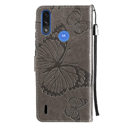 KT Imprinting Flower Series-2 Stylish Butterfly Imprinted Wallet Design Protective PU Leather Phone Case with Stand for Motorola Moto E7 Power/E7i Power