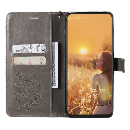 KT Imprinting Flower Series-2 Stylish Butterfly Imprinted Wallet Design Protective PU Leather Phone Case with Stand for Motorola Moto E7 Power/E7i Power