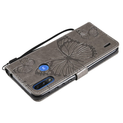 KT Imprinting Flower Series-2 Stylish Butterfly Imprinted Wallet Design Protective PU Leather Phone Case with Stand for Motorola Moto E7 Power/E7i Power