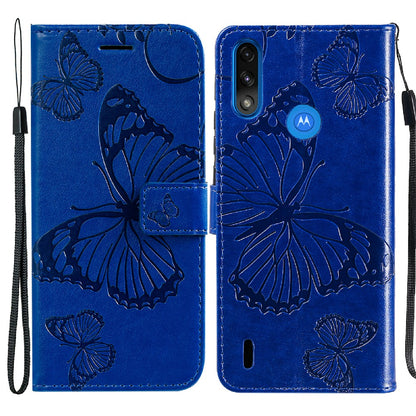 KT Imprinting Flower Series-2 Stylish Butterfly Imprinted Wallet Design Protective PU Leather Phone Case with Stand for Motorola Moto E7 Power/E7i Power