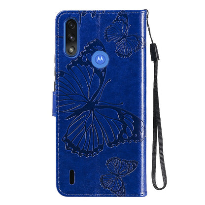 KT Imprinting Flower Series-2 Stylish Butterfly Imprinted Wallet Design Protective PU Leather Phone Case with Stand for Motorola Moto E7 Power/E7i Power