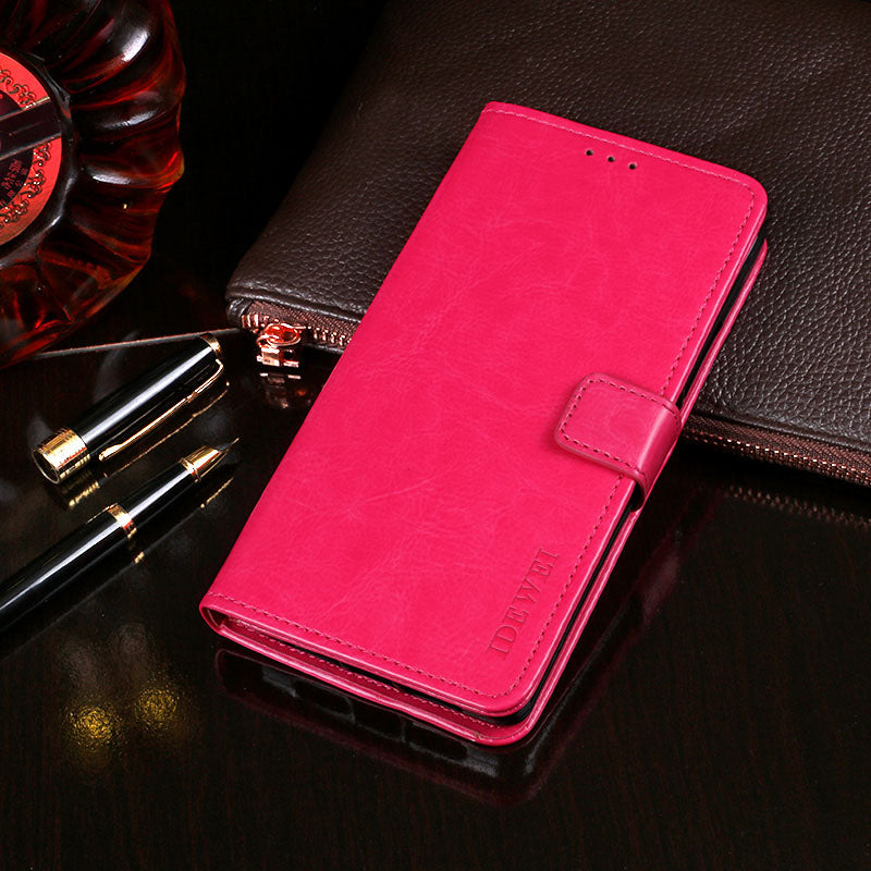 IDEWEI Crazy Horse Texture Stand Wallet Leather Case Flip Phone Cover for Motorola Edge 20