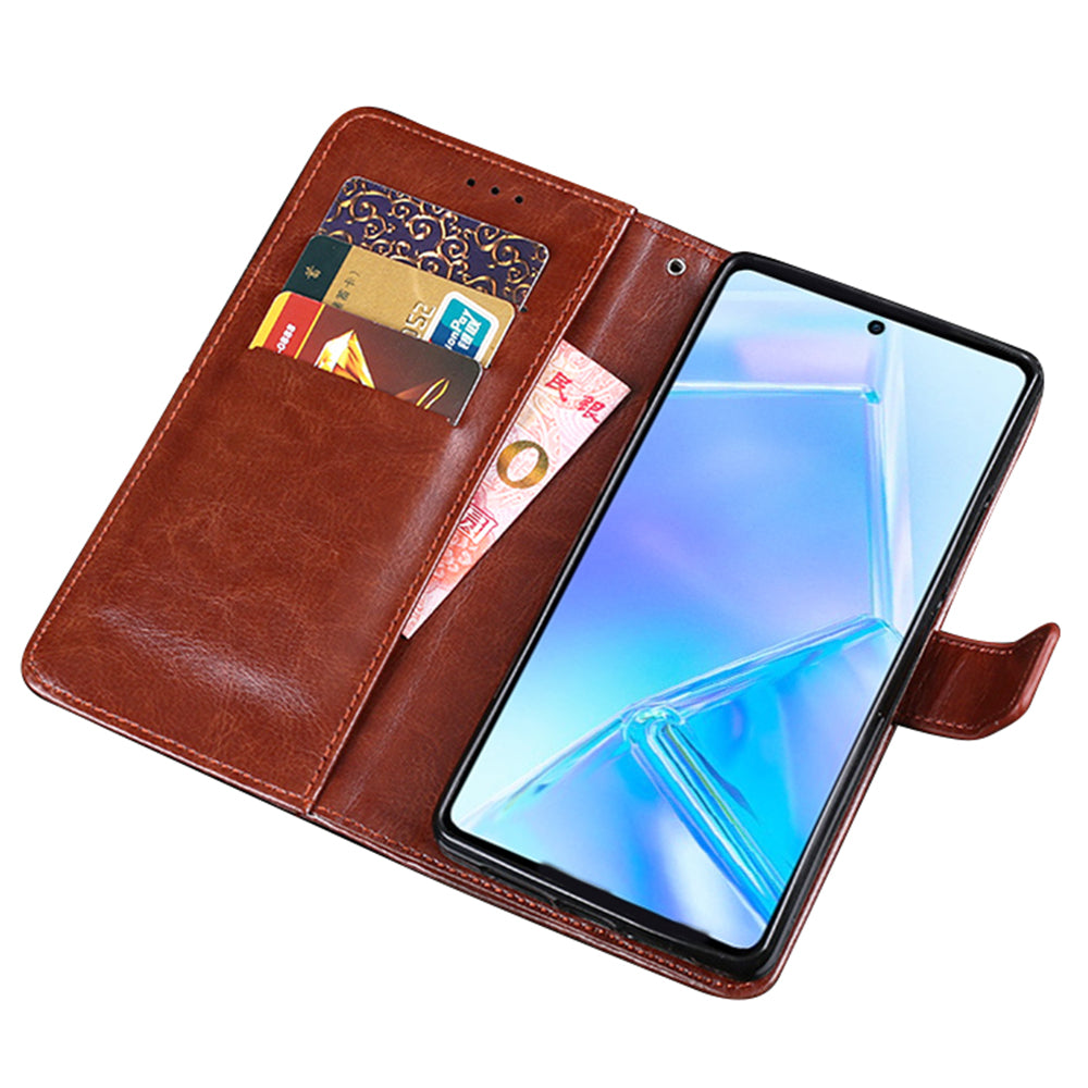 IDEWEI Crazy Horse Texture Stand Wallet Leather Case Flip Phone Cover for Motorola Edge 20