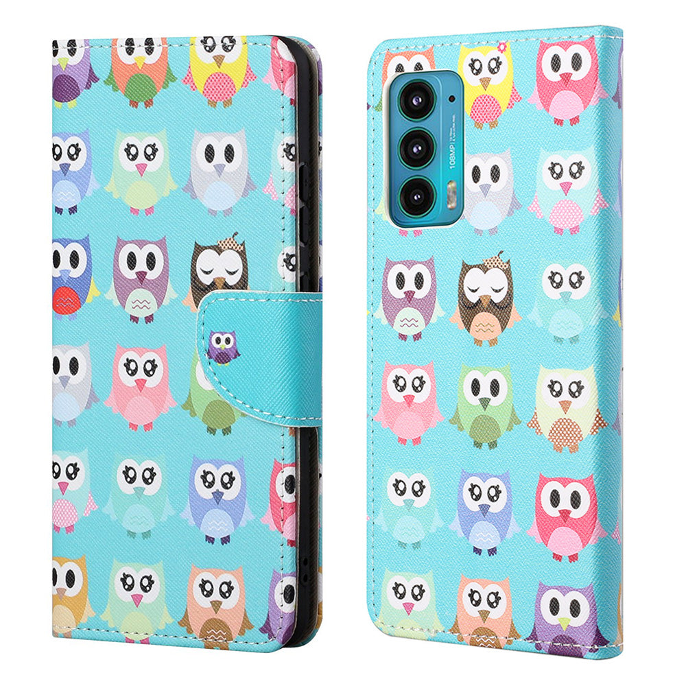 Cross Texture Pattern Printing PU Leather Wallet Stand Flip Case with Magnetic Closure for Motorola Edge 20