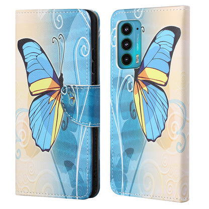 Cross Texture Pattern Printing PU Leather Wallet Stand Flip Case with Magnetic Closure for Motorola Edge 20