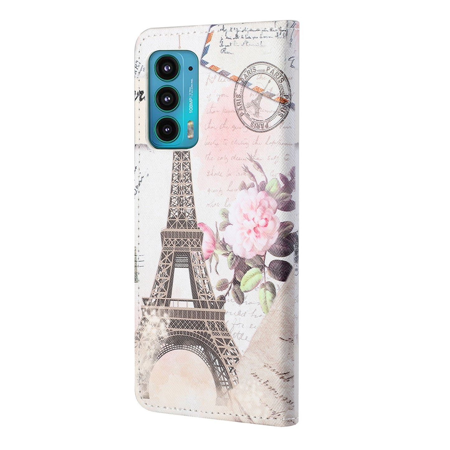 Cross Texture Pattern Printing PU Leather Wallet Stand Flip Case with Magnetic Closure for Motorola Edge 20