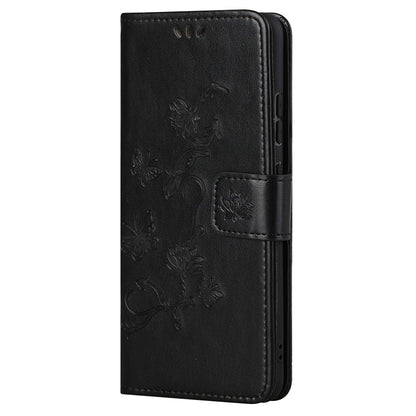 Butterfly Flower Imprinting Leather Cover Phone Standing Shell with Wallet Design for Motorola Edge 20