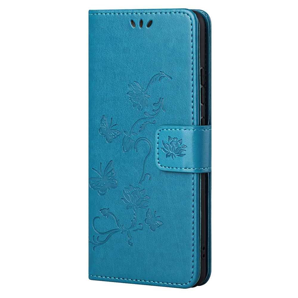 Butterfly Flower Imprinting Leather Cover Phone Standing Shell with Wallet Design for Motorola Edge 20