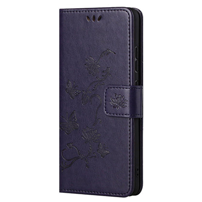 Butterfly Flower Imprinting Leather Cover Phone Standing Shell with Wallet Design for Motorola Edge 20