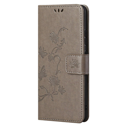 Butterfly Flower Imprinting Leather Cover Phone Standing Shell with Wallet Design for Motorola Edge 20