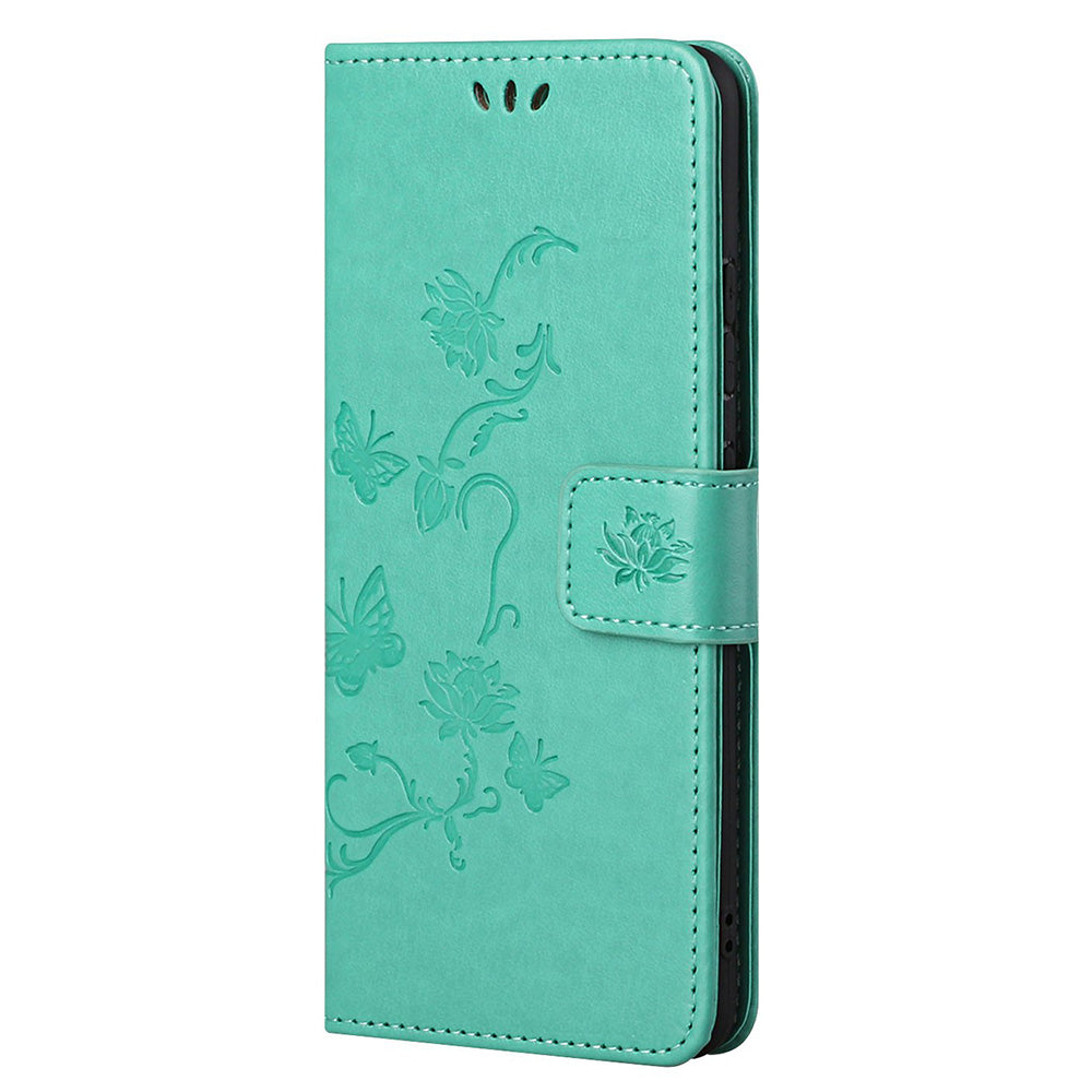 Butterfly Flower Imprinting Leather Cover Phone Standing Shell with Wallet Design for Motorola Edge 20