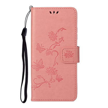 Butterfly Flower Imprinting Leather Cover Phone Standing Shell with Wallet Design for Motorola Edge 20