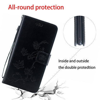 All-Round Protection Butterfly Flowers Imprinting Leather Phone Cover with Wallet Stand for Motorola Edge 20 Lite