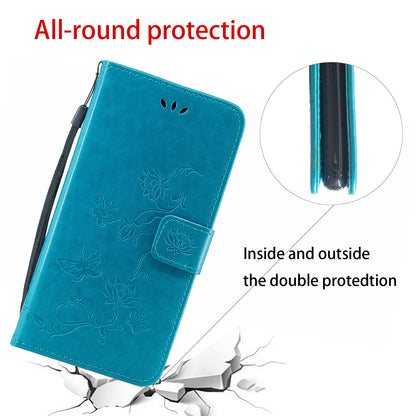 All-Round Protection Butterfly Flowers Imprinting Leather Phone Cover with Wallet Stand for Motorola Edge 20 Lite