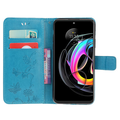 All-Round Protection Butterfly Flowers Imprinting Leather Phone Cover with Wallet Stand for Motorola Edge 20 Lite