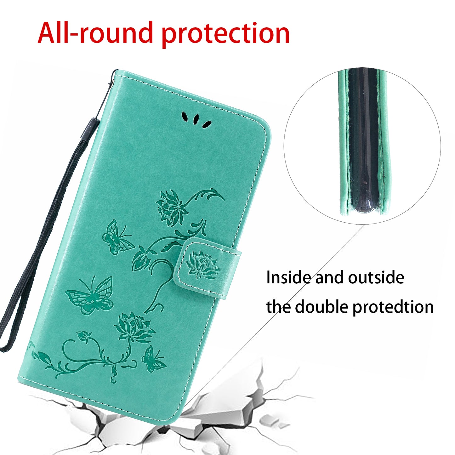 All-Round Protection Butterfly Flowers Imprinting Leather Phone Cover with Wallet Stand for Motorola Edge 20 Lite