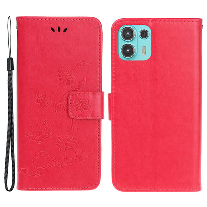 All-Round Protection Butterfly Flowers Imprinting Leather Phone Cover with Wallet Stand for Motorola Edge 20 Lite