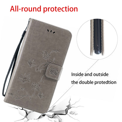 All-Round Protection Butterfly Flowers Imprinting Leather Phone Cover with Wallet Stand for Motorola Edge 20 Lite