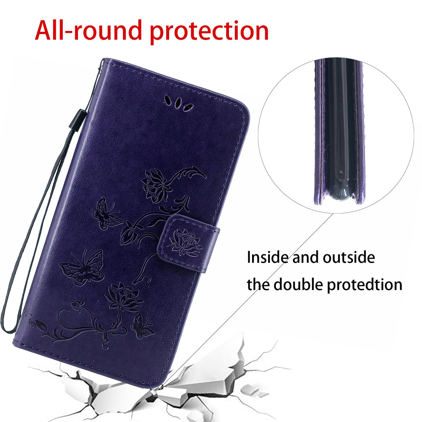 All-Round Protection Butterfly Flowers Imprinting Leather Phone Cover with Wallet Stand for Motorola Edge 20 Lite