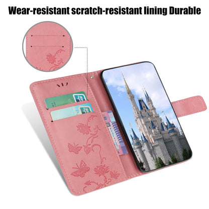 All-Round Protection Butterfly Flowers Imprinting Leather Phone Cover with Wallet Stand for Motorola Edge 20 Lite