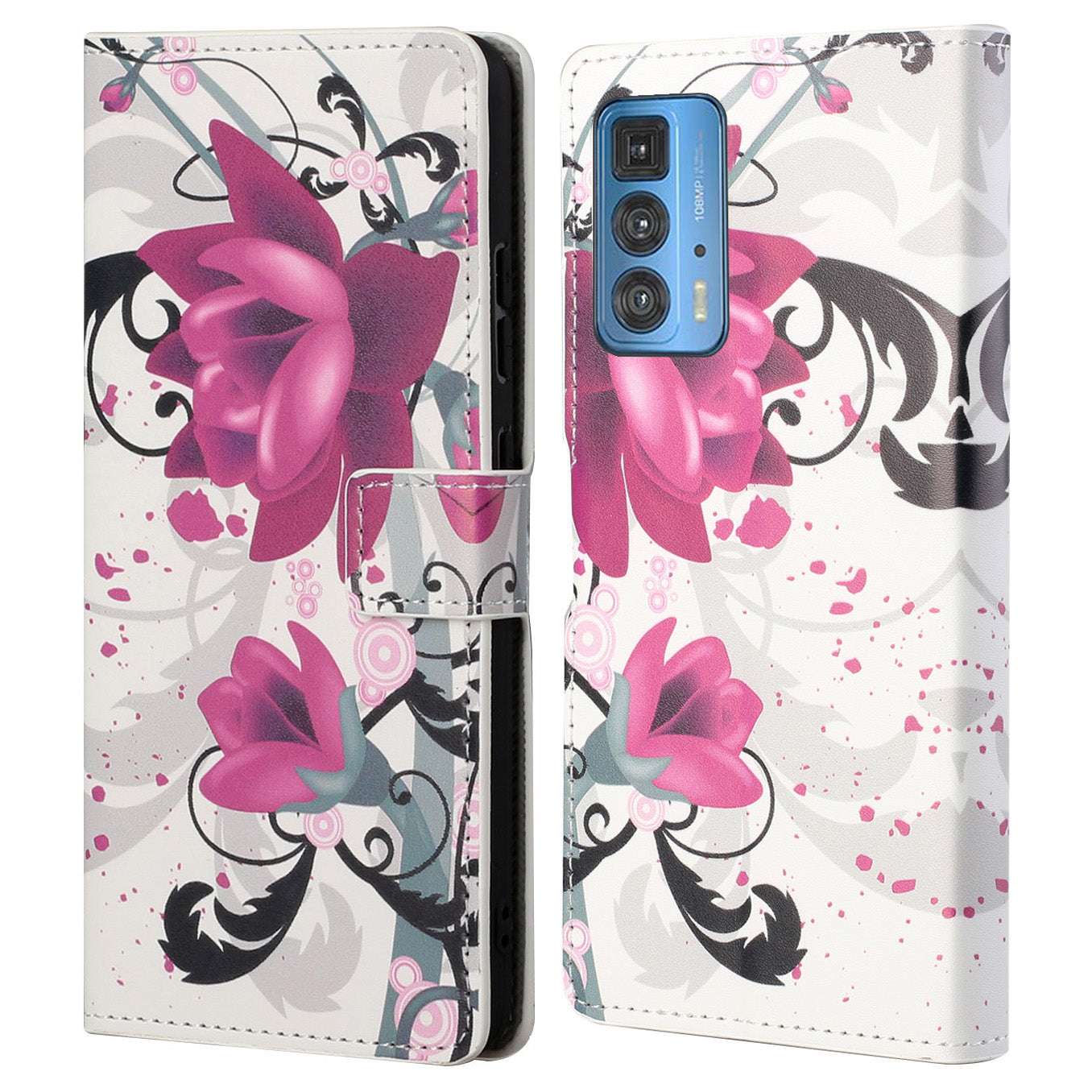 Stylish Pattern Printing Anti-Scratch Leather Protective Case with Wallet Stand for Motorola Edge 20 Pro