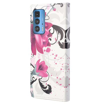 Stylish Pattern Printing Anti-Scratch Leather Protective Case with Wallet Stand for Motorola Edge 20 Pro